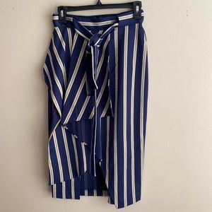 BCBG Stripped Blue and Yellow Knee length skirt size XS. Fits s/m